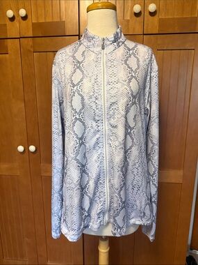 Snake-Print Zip-Front Jacket in Light Lavender & Gray